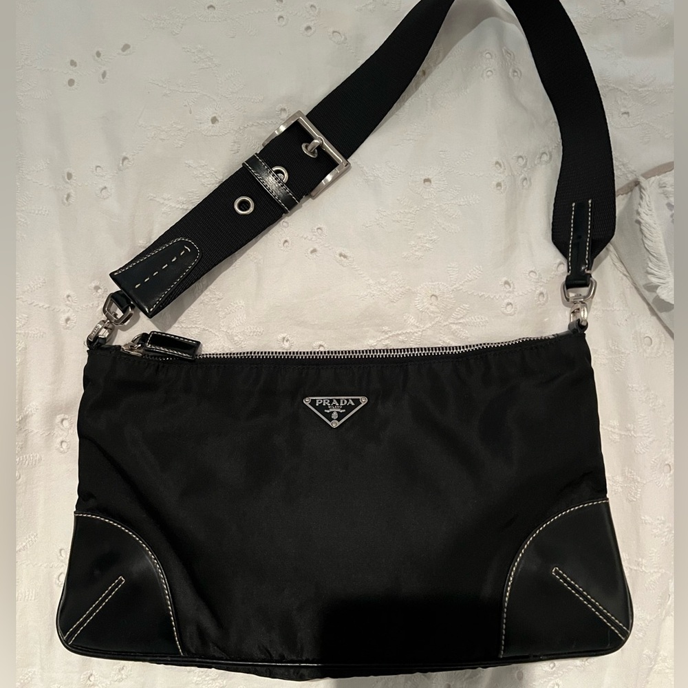 AUTHENTIC PRADA Vintage re-nylon shoulder bag, black. Comes with dust bag. - Picture 1 of 11